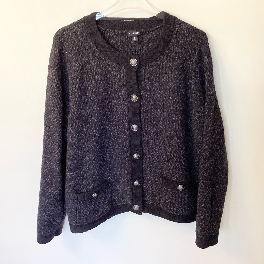 Torrid Button Front Pocket Cardigan with Skull Buttons - Black - 3X
